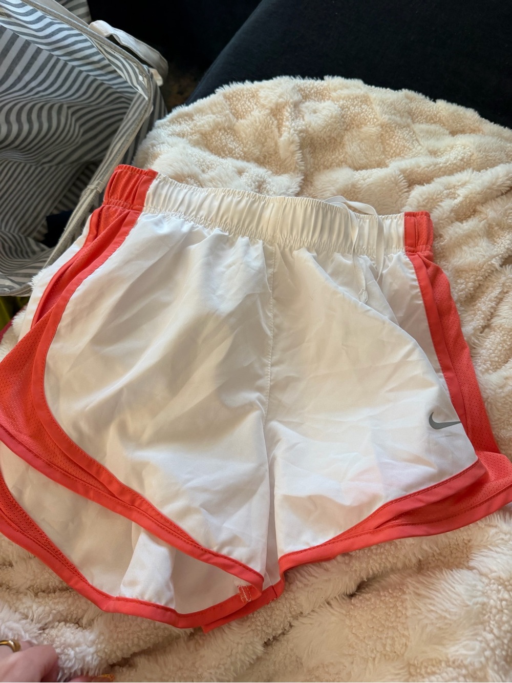 Nike Women's White Shorts with Coral Trim